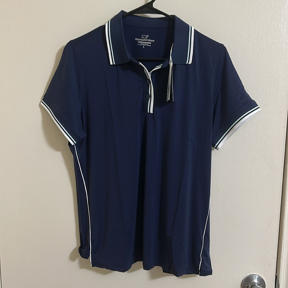 NWT Vineyard Vines Performance Navy Golf Polo Large - Picture 2 of 4